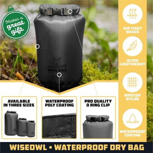 Wise Owl Outfitters Waterproof Dry Bag 3-Pack – Lightweight & Airtight 5L/10L/20L Small & Large Dry Bags for Kayaking, Beach, Travel, Boating, Hiking - color: Grey