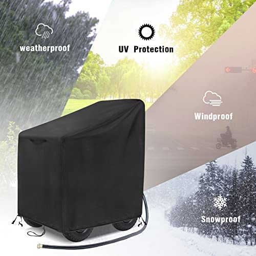 Garden Hose Reel Cart Cover, 600D Outdoor Hose Cart Covers for outside, Waterproof Anti-UV Hose Reel Cover, All Season Protection-30.3"L x26.3"Wx 35"H - size: 30.3"L x26.3"Wx 35"H