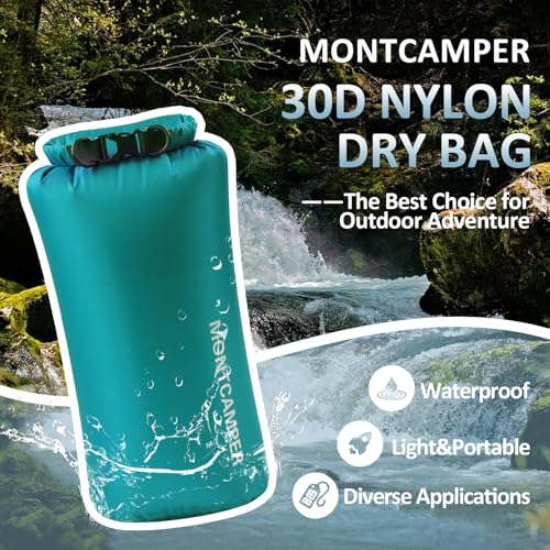 Waterproof Dry Bag 10L – 30D Nylon Roll Top Dry Sack with PU Coating, Lightweight Water-Resistant Storage for Kayaking, Camping, Hiking, Fishing & Beach (Turquoise Blue) - color: Turquoise blue, size: 10L