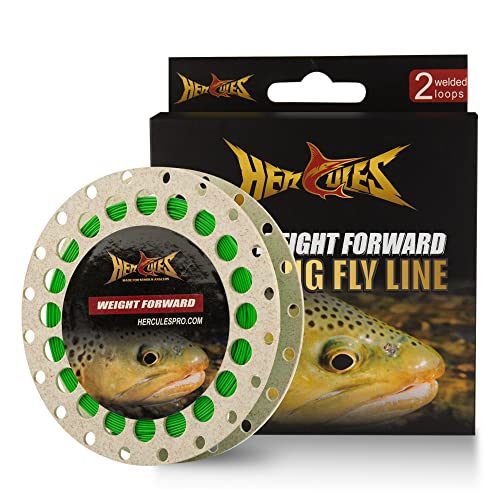 HERCULES Fly Fishing Line Floating Weight Forward Fly Line with Double Welded Loop - color: Grass Green, size: WF8F 100FT