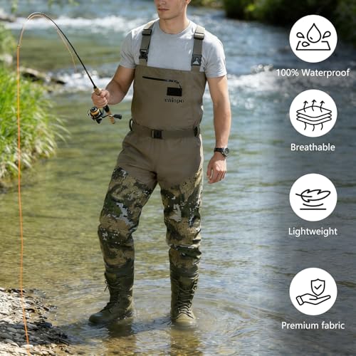 Camo Chest Fishing Waders - size: Large