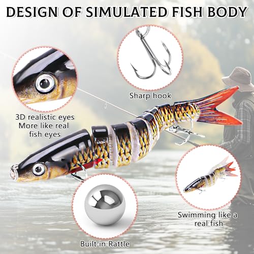 6PCS Swimbait Kit Realistic Bait and Surface Bait with Realistic 3D fisheye and Multi Joint Swimming Movements, Perfect for Saltwater and Freshwater Fishing Kits - color: B-6PCS