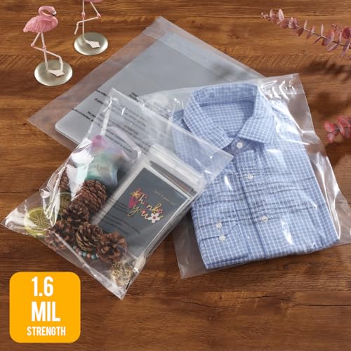 iMailer - 500 Count - 11" x 14" Clear Plastic Poly Bags with Suffocation Warning for Prints, Photos, Documents, Clothing, T-Shirt - Resealable Adhesive,Not Strong - size: 11" x 14", style: Resealable Glue