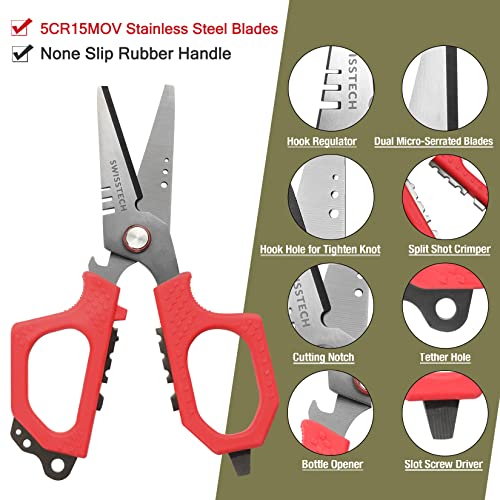 Swiss+Tech Fishing Tool Kit, Fish Gripper with Scale, Muti-Function Fishing Pliers, Braided Line Scissors, Fishing Gear with Safety Coiled Lanyard, Fishing Gifts for Anglers…