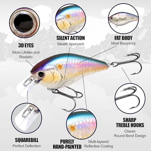 LUCKY CRAFT LC 1.5 Silent Squarebill Crankbait Fishing Lure, 2-3/8", Bass Fishing Lures for Freshwater, Hard Crankbait with Treble Fishing Hooks, Fishing Accessories - color: 151 MS Gun Metal Shad