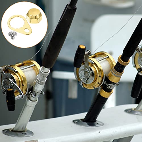 PATIKIL Fishing Reel Screw Nut Locking Plate, Left Handle Locking Caps Screw Nut Replacement for DIY Fishing Accessories - color: Gold, size: M8