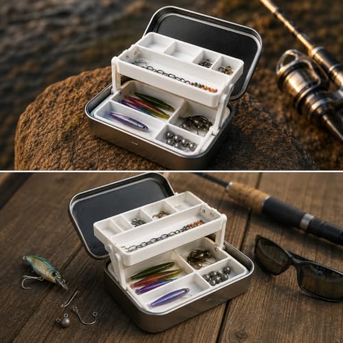 Tackle Box Inserts Compatible with Altoids Tin, Pocket Size Fishing Gear Organizer with Nesting Hinges for Outdoors