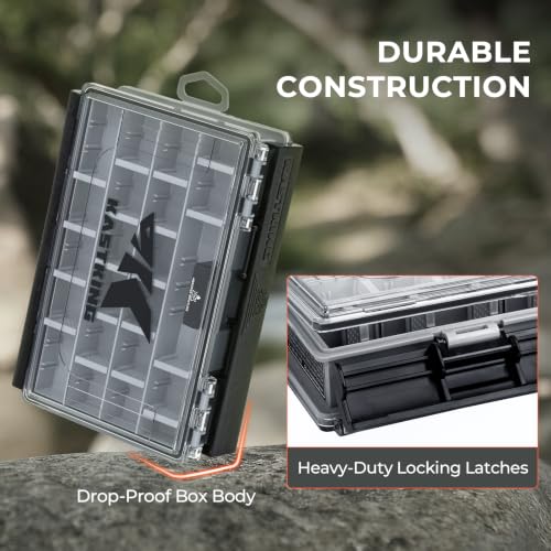 KastKing HyperSeal 3500 Double-Sided Waterproof Fishing Tackle Box – Adjustable Dividers, EVA Foam Jig Storage, Lure & Terminal Tackle Organizer,2 Pack,Black - color: Black, size: 3500(2 Pack)