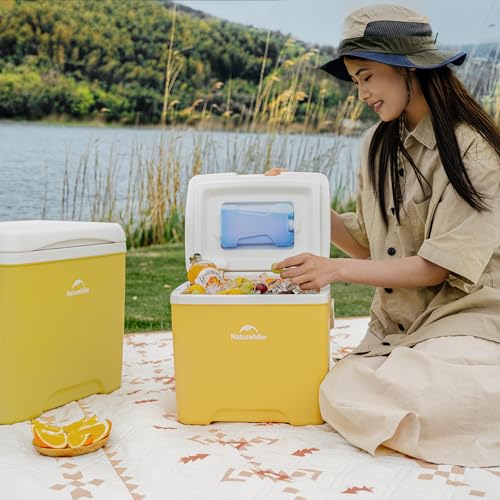 Naturehike 5.3/15/19 QT Hard Cooler, Insulated Ice Chest Box, Portable Ice Retention Cooler for Beach Camping Picnic Fishing Barbecue - color: Yellow, size: 14.8QT