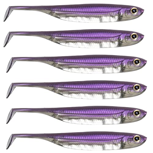 Dr.Fish Paddle Tail Swimbaits, Soft Fishing Lures for Bass Fishing 2.75-4.75 Inches, Freshwater & Saltwater Soft Plastic Baits Swim Shad Bait Minnow Lures Drop Shot - color: Purple, size: 3.93"-5 Pack