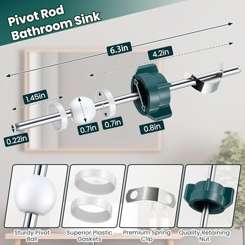 Enhon 2 Pack Pop up Center Piece Assembly, Compatible with Pfister Pop up Stopper PS2673, Bathroom Sink Stopper Replacement with Seal Tape, Pivot Rod Bathroom Universal Sink Repair Kit
