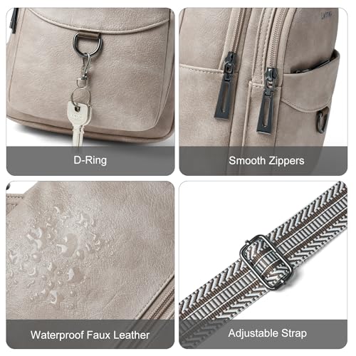 LATMAP 7L Sling Bag for Women Men Crossbody Belt Bag Small Travel Sling Backpack Anti Theft Chest Daypack Purse Faux Leather - color: Greyish