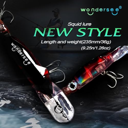 Wondersee Squid Fishing Bait Soft Hard Lures Kit Swimbait Crankbait Jig Simulation Weighted Holographic 4 PCS - color: dark green