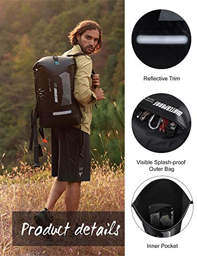 IDRYBAG Waterproof Backpack for Men 20L/30L/40L, Floating Dry Bag Kayak, Dry Backpack Hiking - color: Black, size: 20L