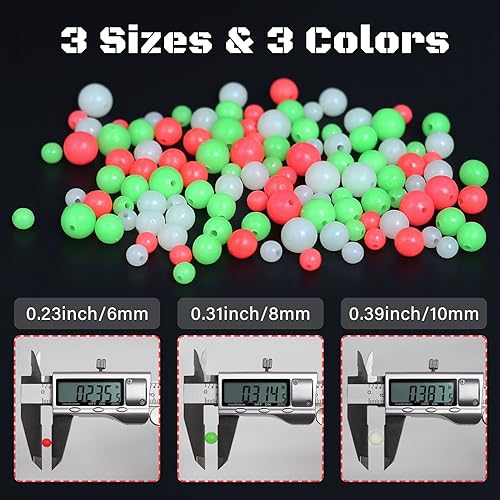 Fishing Beads 6mm 8mm 10mm Glow in The Dark Bead Round Plastic Lure Rigging Catfish Rig Freshwater Saltwater for Fishing Rigs - size: 10mm (150pcs)