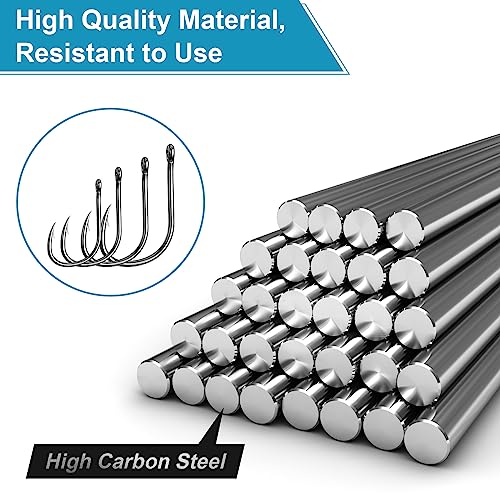 500PCS/100PCS ReeMoo Premium Fishing Hooks, 10 Sizes/4 Sizes Carbon Steel Fishing Hooks W/Portable Plastic Box, Strong Sharp Fish Hook with Barbs for Freshwater/Seawater - style: 100pcs