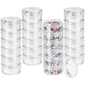 4 Sets 6 Layer Stackable Plastic Containers, 10G/10ML Clear Cosmetic Storage Box Round Organizer Jars for Beads, Buttons, Small Jewelry Findings