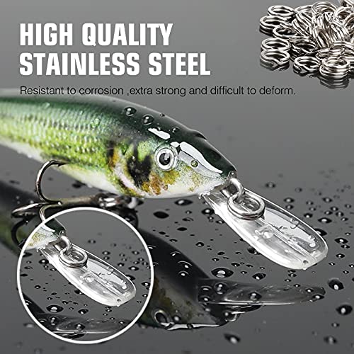 AMYSPORTS Stainless Steel Split Rings Saltwater High Strength Fishing Split Ring Line Connector Fishing Split Rings Freshwater Loop - size: Size8 (68lb) 100 pcs