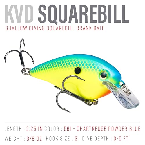 Strike King KVD 1.5 Hard Knock Fishing Lure, 3/8 oz, 3D Lifelike Eyes - color: 561 - Chartreuse / Powder with Blue Back, size: 1.5-Ounce