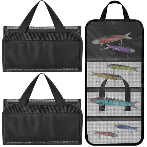 2 Pack 4 Pocket Lure Bag 29.1" x 14.2" Fishing Big Bait Bag Trolling Roll up Tackle Wrap Storage Organizer with Clear PVC Protective Cover for Lures, Bait, Terminal Tackle - size: 29.1" X 14.2"