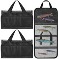 2 Pack 4 Pocket Lure Bag 29.1" x 14.2" Fishing Big Bait Bag Trolling Roll up Tackle Wrap Storage Organizer with Clear PVC Protective Cover for Lures, Bait, Terminal Tackle - size: 29.1" X 14.2"