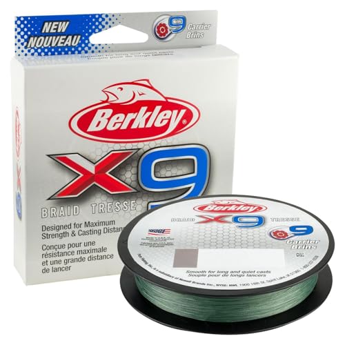 Berkley x9 Braid Fishing Line - color: Low-Vis Green, size: 164yd, style: 8lb Test