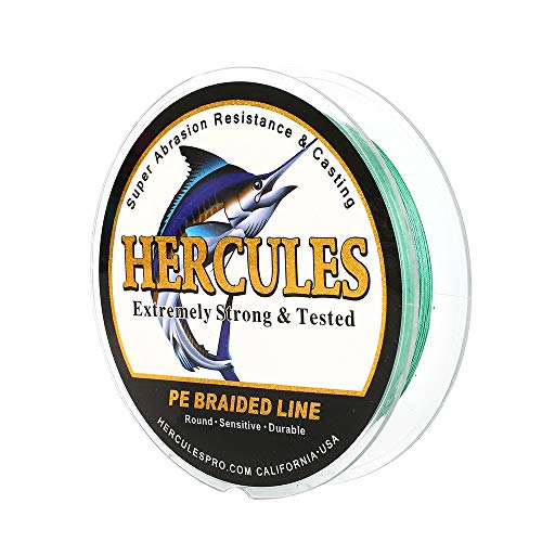 HERCULES Cost-Effective Super Cast 8 Strands Braided Fishing Line 10LB to 300LB Test for Salt-Water,109/328/547/1094 Yards(100M/300M/500M/1000M),Diam.#0.12MM-1.2MM,Hi-Grade Performance,Variety Colors - color: Green, size: 10LB-0.12MM-1094YDS(1000M)-8 STRA