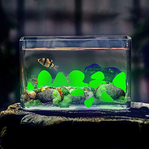 Glow Pebbles Green, 300 pcs Green Glowing Rocks for Outdoor Decor, Garden Lawn Yard, Aquarium, Walkway, Fish Tank, Pathway, Luminous Pebbles Powered by Light or Solar-Recharge Repeatedly - color: Green