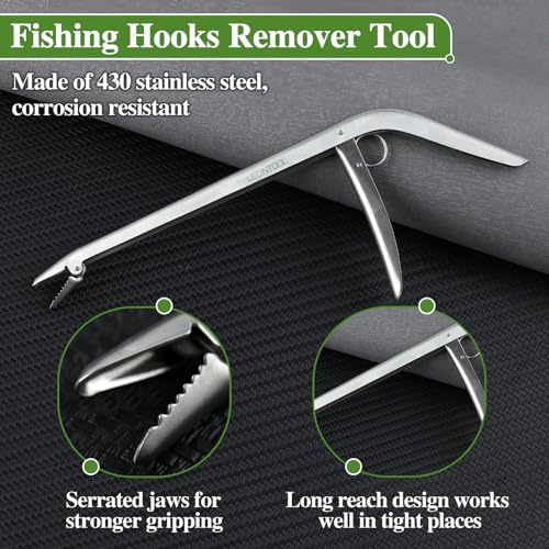 Stainless Steel Fish Hook Remover Tool Extractor with Odor Absorber Tool, 11 Inches Fishing Hook Removal Tool Hook Grabber Fish Dehooker Tool, Freshwater and Saltwater Hooker Tool for Fishing - style: Hook Remover
