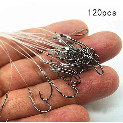 COMOK 20Inch Long Metal Fishing 0.4mm Leaders Line Tackle Fish Hooks 120Pcs
