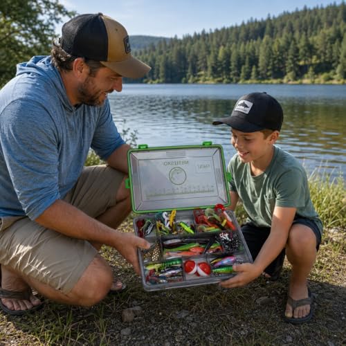 232-Piece Fishing Tackle Box Kit - Freshwater Lures for Bass, Trout & Panfish with Spinnerbaits, Soft Baits, Jigs, Hooks & Tackle Box - Complete Fishing Gift for Men, Dads & Beginners