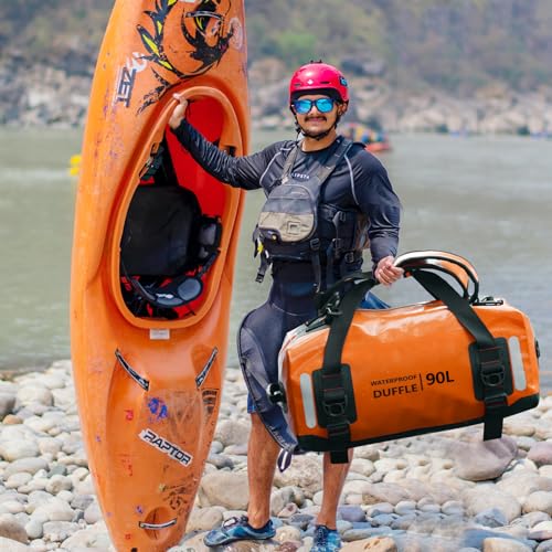 ESONE Dry Bags Waterproof Backpack for Men/Women, 90L, Ideal for Kayaking, Boating, Camping, Paddle Boarding, Surfing, Travel - color: Orange, size: 90L