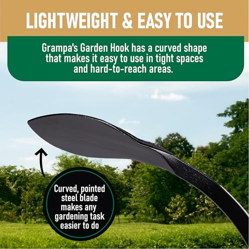 Grampa's Garden Hook - Weed Puller & Gardening Hand Cultivator - Versatile Tool That Functions as Cultivator, Hand Tiller, Weeder, & Edging Tool - Lightweight & Durable