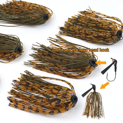 18 Bundles Silicone Jig Skirts 40 Strands Silicone Fishing Unbrella Replacement Skirts Quick Chang for Spinnerbait Bass Jig Lure Making Accessories - style: Orange&green-18pcs