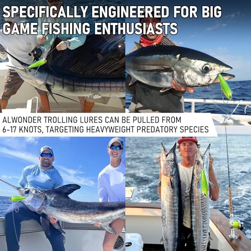 Alwonder High Speed Trolling Lures Up to 17 Knots Saltwater Fishing Lures Sinking Hard Baits 6-3/4”/7.5oz with Heavy-Duty 7/0 Hook Deep Diving Jerkbait Fishing Plug Offshore Lure for Marlin Tuna Wahoo - color: Dorado