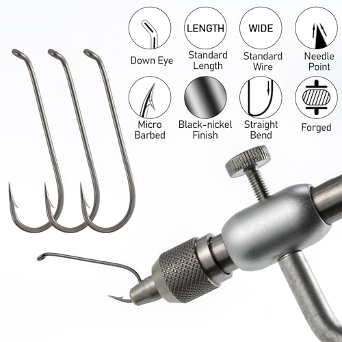 Dr.Fish 100 Pack Dry Fly Hooks Black Nickel High Carbon Steel Fly Tying Material Accessories Trout Salmon Fishing Hooks Freshwater Saltwater Fishing Barbed-Gold - color: Streamer Fly Hooks, size: #10