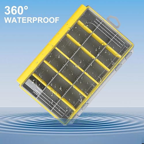 OROOTL Waterproof Fishing Tackle Box Organizer Versatile Storage Organizer Box with Adjustable Dividers Transparent Tackle Boxes Saltwater Freshwater Fly Fishing Accessories Gift for Men - style: 3700 (14.17"x8.9"x1.89")-1pcs