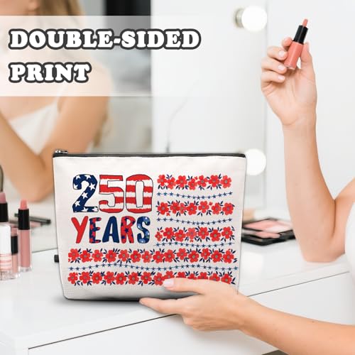 Patriotic Makeup Bag, American 250th Gifts For Women, American 250th Anniversary Makeup Pouch, Travel Toiletry Bag With Zipper, Patriotic Bag Gifts For Women, Travel Toiletry Bag - color: 250th