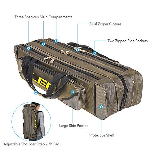 Lixada Fishing Rod Case Potable Canvas Fishing Pole Tools Reel Storage Bag Durable Fishing Gear Tackle Carry Cases 3 Layer, 90cm