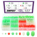 Swpeet 1050Pcs Plastic Oval Shaped Luminous Fishing Beads Assortment Kit, Soft Rigging Lures Baits Tackle Tools Floats Set for Rig