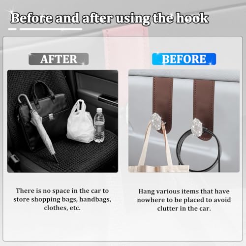 Zpana 2PCS Bling Car Co-Pilot Glovebox Hook, Crystal Rhinestone Vehicle Passenger Seat Hanger for Purse Handbag Umbrella, Automotive Glove Box Storage Organizer, Universal for Truck SUV Van (Brown) - color: Brown