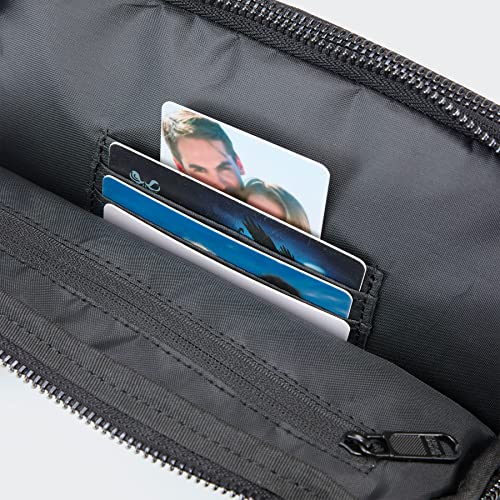 Pander Everywhere Belt Bag for Women, 5 Zipper Pockets Nylon Crossbody Fanny Pack Purse (Black) - color: Black Polyester