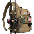 Piscifun Fishing Tackle Backpack, Convertible Sling or Waist Pack, 16-Pocket Storage Gear Bag with 2 Rod Holders & Rain Cover - color: Khaki