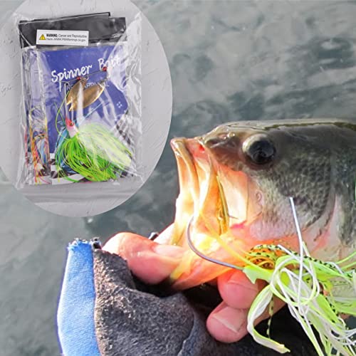 Fishing Lures Spinner Baits 6pcs Skirt Jigs Bass Lures Spinnerbaits Kit | Multicolor Blade Buzzbaits Spinner Bait Lures for Bass Trout Pike Salmon Walleye Freshwater Saltwater Fishing