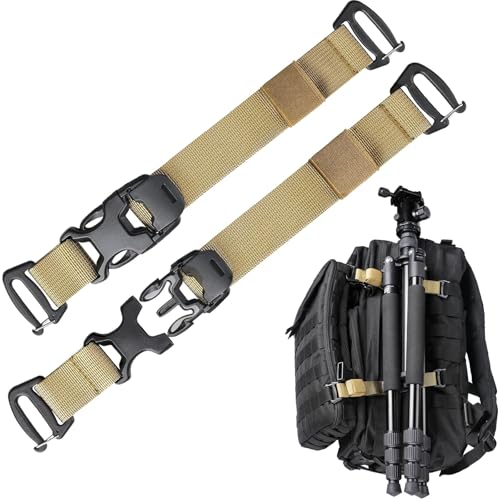 Molle Tactical Backpack Straps 24" Adjustable, Rush Tier System Molle Accessories for Military Assault Backpack Army Rucksack Attachment Nylon Compression Tie Down Strap for Tripod Gear, Sleeping Bag - color: Khaki 2Packs, style: Style B