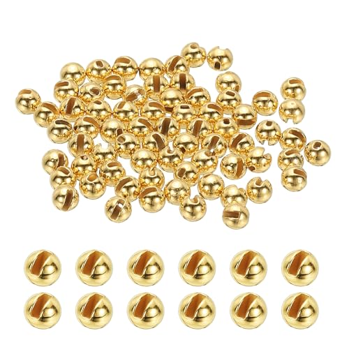 PATIKIL Fly Tying Tungsten Beads, Tungsten Slotted Beads for Fly Tying Jig Hooks - color: Gold Tone, size: 4mm