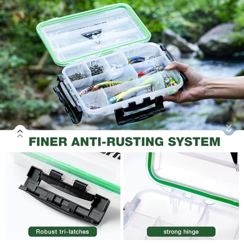 Ghosthorn Fishing Tackle Box, Waterproof 3600 and 3700 Tackle Trays, Plastic Tackle Box Organizer with Removable Dividers Storage Lure Box for Lures 2 Pack (3600 * 2) - style: 3600*2