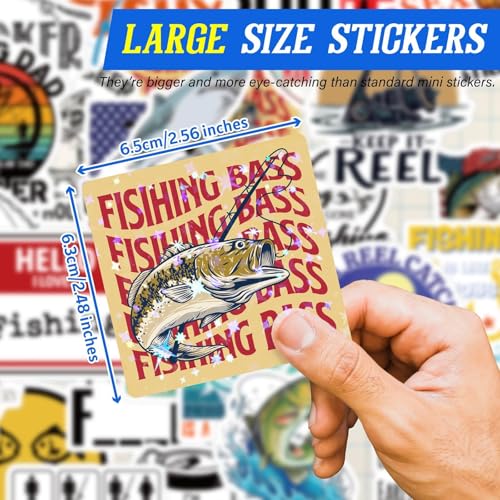 Joyppy 155 PCS Funny Fishing Stickers for Adults, Holographic Outdoor Waterproof Vinyl Fish Decals for Boat Laptop Tool Trackle Box Cooler Gifts for Men Dad Fisherman
