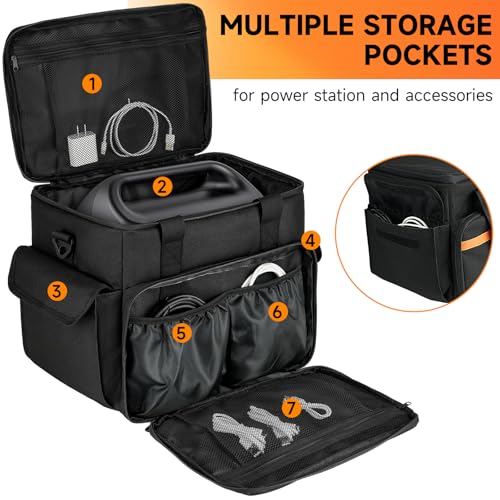 LEFOR·Z Carrying Case Compatible with Jackery Explorer 2000 v2/1500/1000 Plus/ECOFLOW Delta 2/BLUETTI AC180,Portable Power Station Travel Bag for Charging Cable and Accessories(Bag Only) | Portable Power Station Travel Bag Fits for Anker SOLIX C1000 Gen 2