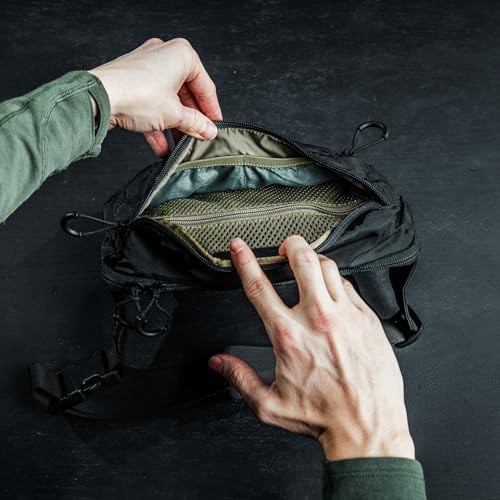 Eberlestock Bando Bag - Tactical Men's Fanny Pack w/Adjustable Waist Belt, Zippered Pockets, Compact Lightweight Belt Bag - color: Military Green, size: X-Large